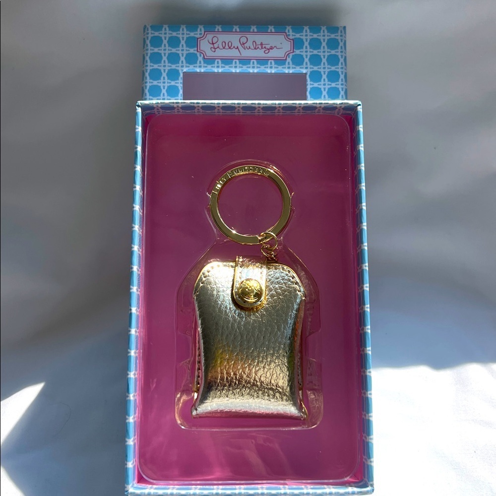 Lilly Pulitzer Metallic Gold  Wireless Earbud Case Ring Clip
